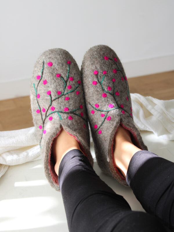 PANTUFLAS FLORES ROSAS